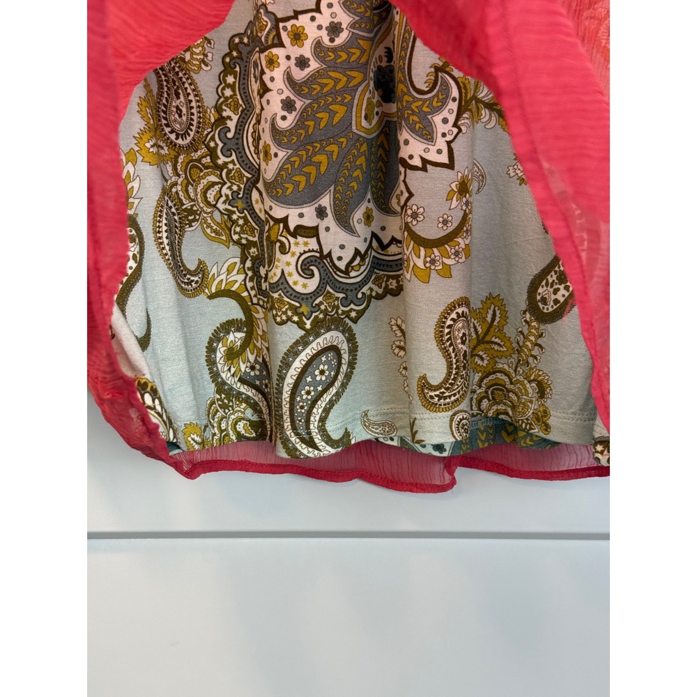 Soft Surroundings Samara Tunic Dark Coral Sheer Embroidered Boho Floral Sz Small - Picture 5 of 11